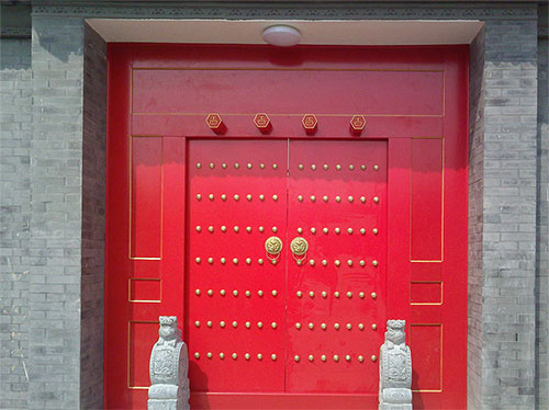 武城中国传统四合院系列朱红色中式木制大门木作